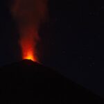 green fireball volcano eruption